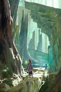 Preview wallpaper wanderer, rocks, cave, stone, art