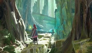 Preview wallpaper wanderer, rocks, cave, stone, art