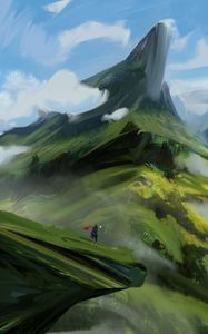 Preview wallpaper wanderer, rocks, peak, canvas, paints, art