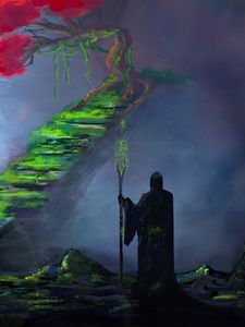 Preview wallpaper wanderer, silhouette, fantasy, art