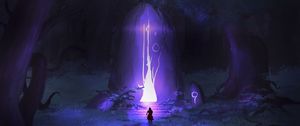 Preview wallpaper wanderer, silhouette, fantasy, cave, art