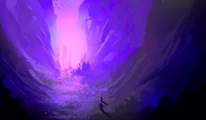 Preview wallpaper wanderer, silhouette, rocks, trees, art
