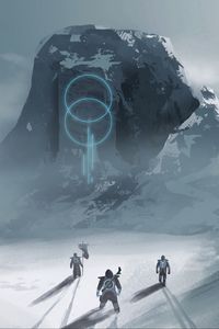 Preview wallpaper wanderers, rock, fantasy, snow, art