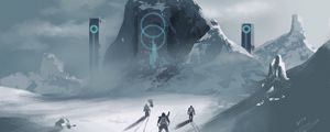 Preview wallpaper wanderers, rock, fantasy, snow, art