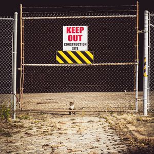 Preview wallpaper warning, prohibition, sign, fence, cat