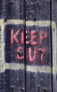 Preview wallpaper warning, words, inscription, fence, wood, boards