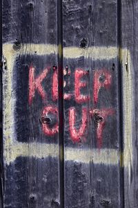 Preview wallpaper warning, words, inscription, fence, wood, boards