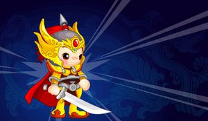 Preview wallpaper warrior, costume, colorful, background