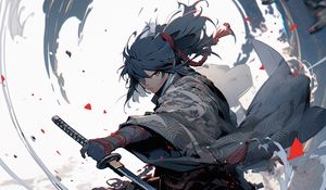 Preview wallpaper warrior, katana, anime, art