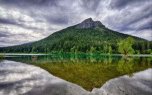 Preview wallpaper washington, rattlesnake ridge, lake, trees, landscape, mountain, reflection