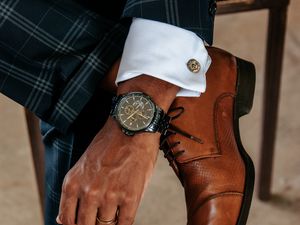Preview wallpaper watch, hand, suit, boots, style