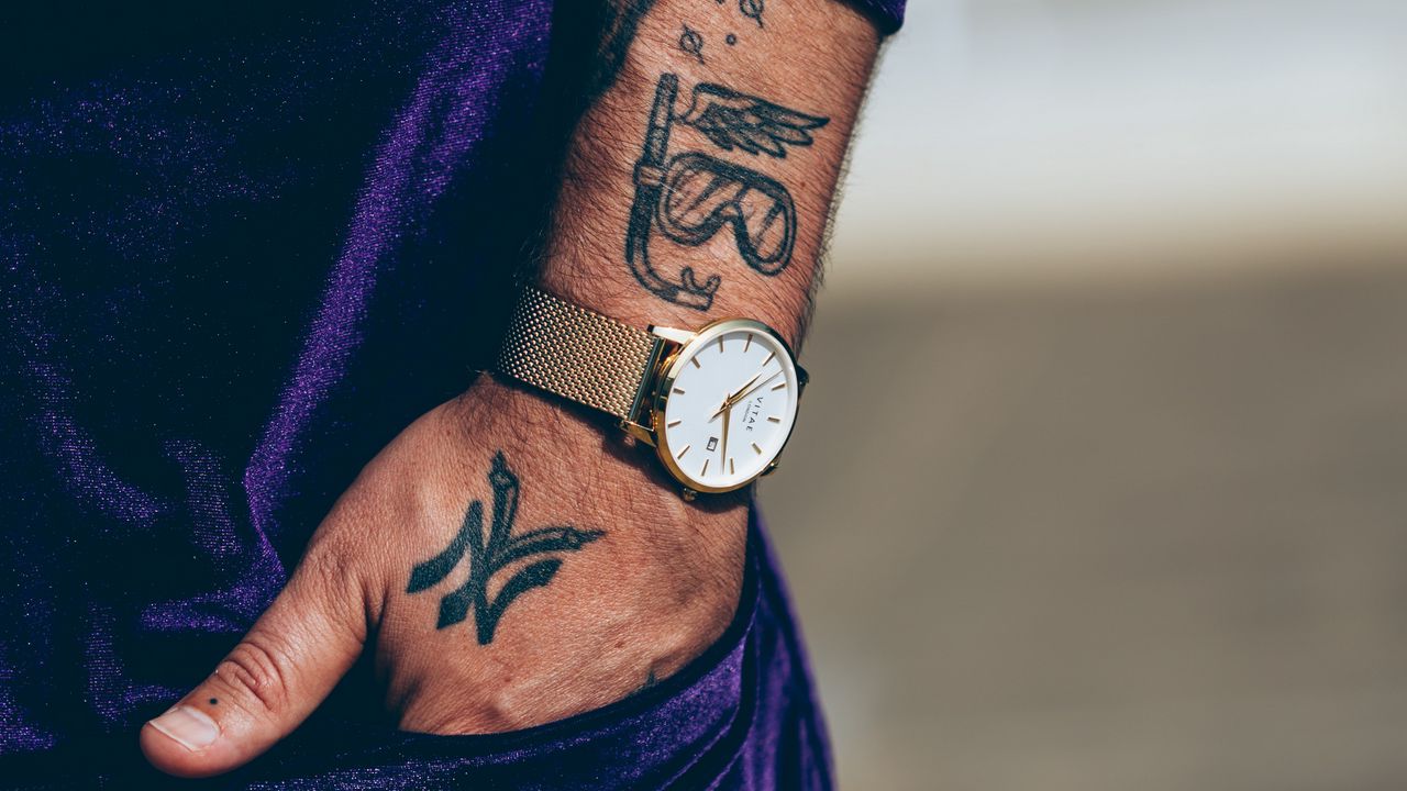 Wallpaper watch, tattoo, arm, suit