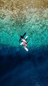 Preview wallpaper water, airplane, aerial view, boat, ocean