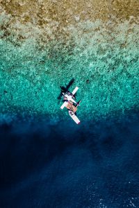 Preview wallpaper water, airplane, aerial view, boat, ocean