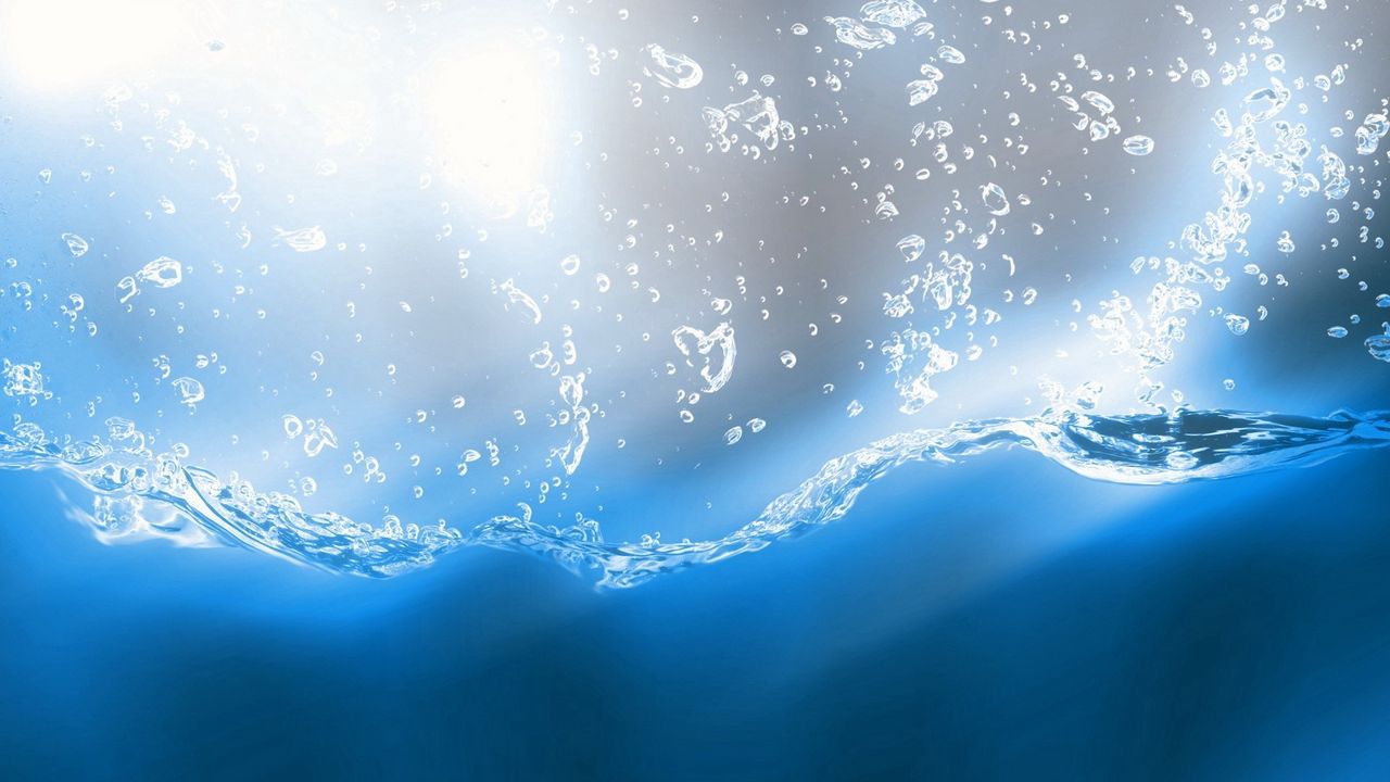 Wallpaper water, blue, bubbles, burst