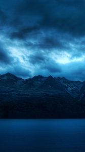 Preview wallpaper water, blue, mountains, scenery, clouds