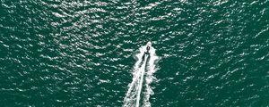 Preview wallpaper water, boat, aerial view, waves, sea