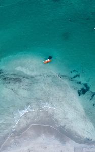 Preview wallpaper water, boat, aerial view, ocean, sailboat