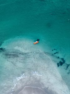 Preview wallpaper water, boat, aerial view, ocean, sailboat