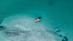 Preview wallpaper water, boat, aerial view, ocean, sailboat