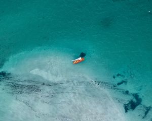 Preview wallpaper water, boat, aerial view, ocean, sailboat