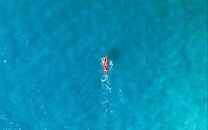 Preview wallpaper water, boat, aerial view, minimalism