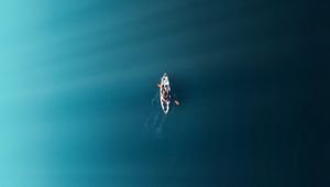 Preview wallpaper water, boat, deep, aerial view