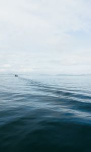 Preview wallpaper water, boat, horizon, trail