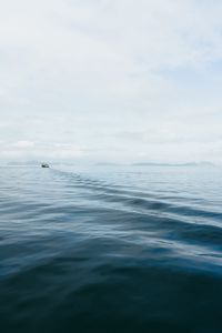 Preview wallpaper water, boat, horizon, trail
