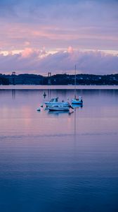 Preview wallpaper water, boats, twilight, landscape