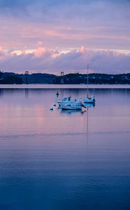 Preview wallpaper water, boats, twilight, landscape