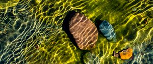 Preview wallpaper water, bottom, glare, stones