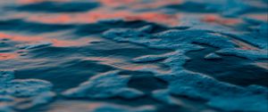 Preview wallpaper water, bubbles, blur, sea, horizon, sunset