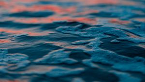 Preview wallpaper water, bubbles, blur, sea, horizon, sunset