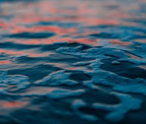 Preview wallpaper water, bubbles, blur, sea, horizon, sunset