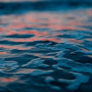 Preview wallpaper water, bubbles, blur, sea, horizon, sunset