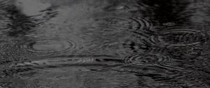 Preview wallpaper water, circles, waves, rain, black and white