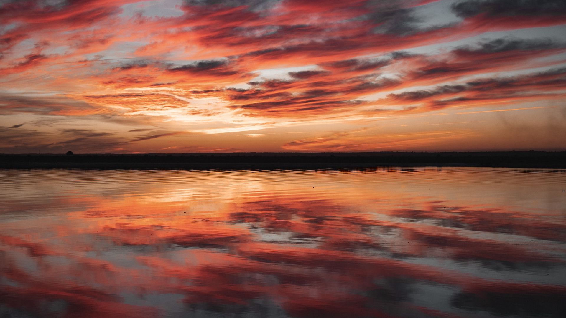 Download wallpaper 1920x1080 water, clouds, reflection, dusk, nature ...