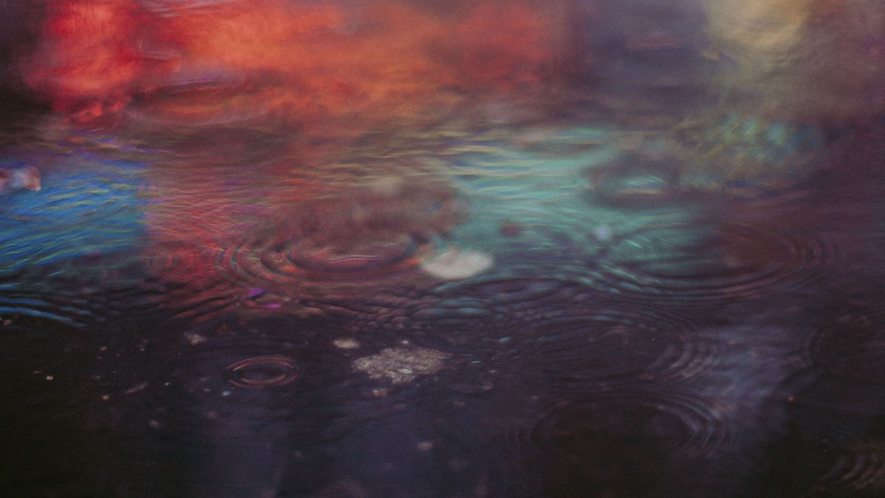 Wallpaper water, drops, circles, rain, dark