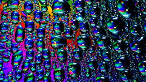 Preview wallpaper water, drops, macro, bright, colorful