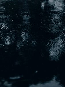 Preview wallpaper water, drops, rain, surface, waves, dark