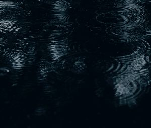 Preview wallpaper water, drops, rain, surface, waves, dark
