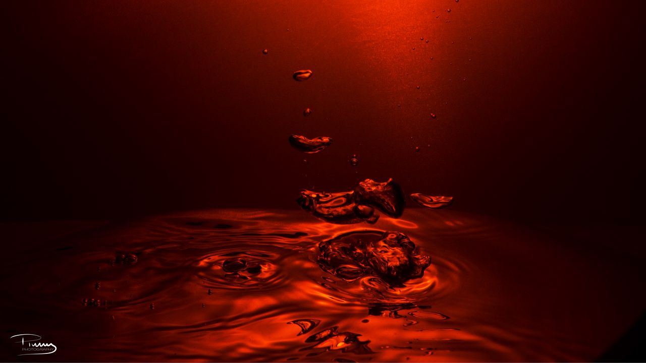 Wallpaper water, drops, ripples, red