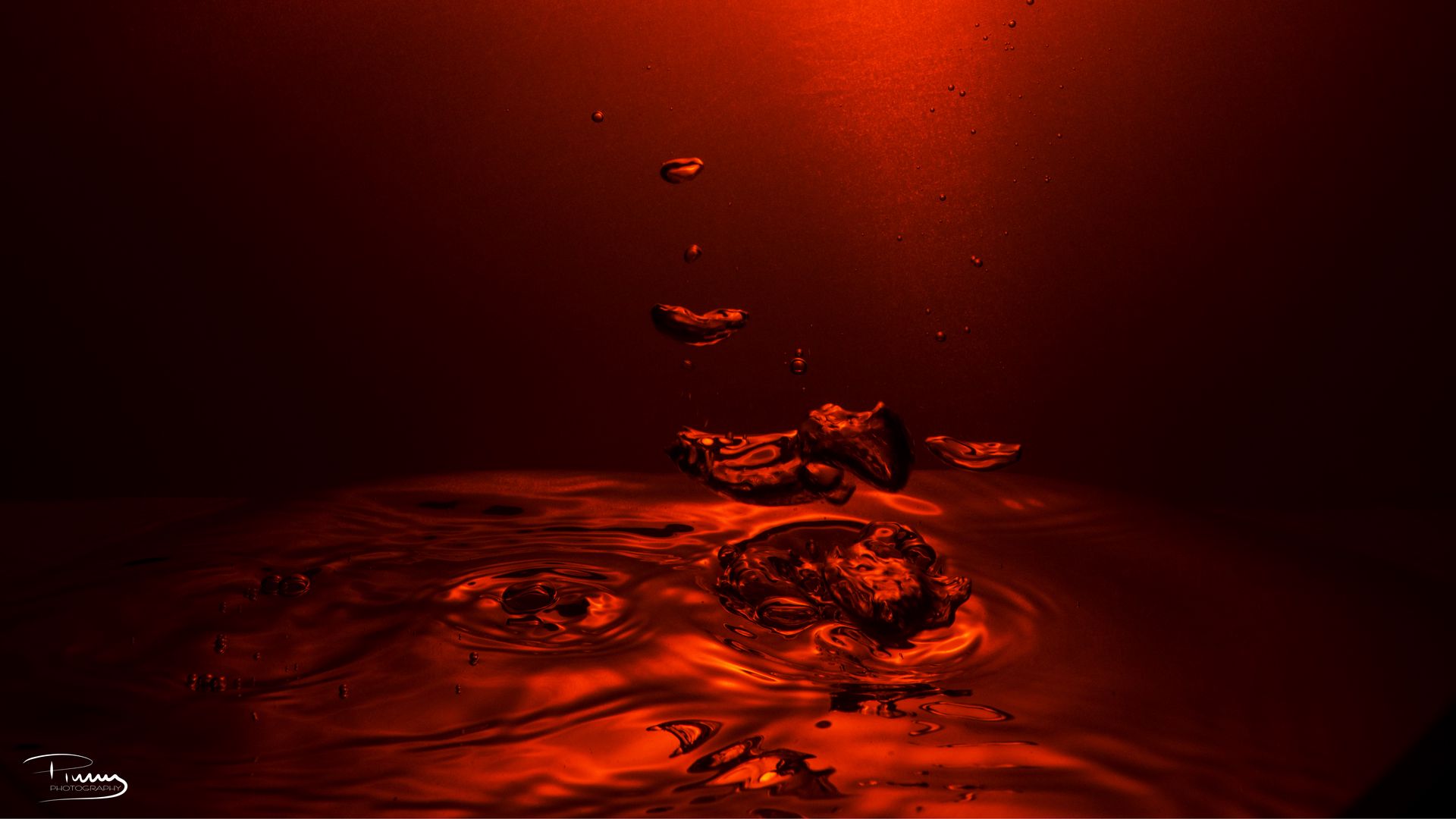 Download Wallpaper 1920x1080 Water Drops Ripples Red Full Hd Hdtv Fhd 1080p Hd Background