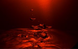 Preview wallpaper water, drops, ripples, red