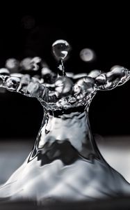 Preview wallpaper water, drops, splashes, macro, black and white