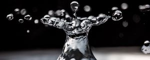 Preview wallpaper water, drops, splashes, macro, black and white