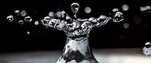 Preview wallpaper water, drops, splashes, macro, black and white