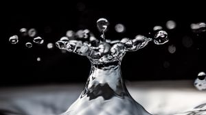 Preview wallpaper water, drops, splashes, macro, black and white