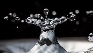 Preview wallpaper water, drops, splashes, macro, black and white